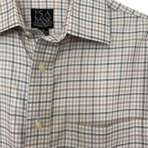 Jos. A. Bank Men's Brown Plaid Shirt Signature Collection XL